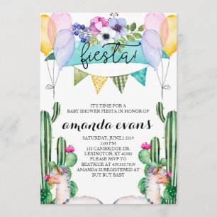 Cactus en Llama Baby shower Fiesta Uitnodiging