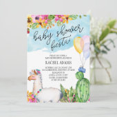 Cactus en Llama Baby Shower Fiesta Uitnodiging (Staand voorkant)