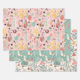 Cactus en Llama Inpakpapier Vel