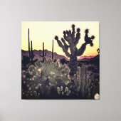 Cactus en palmbomen die in harmonie naast elkaar b canvas afdruk (Voorkant)