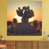 Cactus en palmbomen die in harmonie naast elkaar b canvas afdruk (Insitu (Woonkamer))