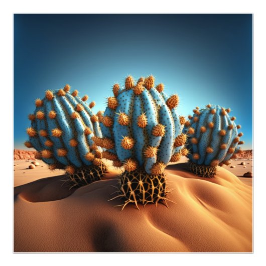 Cactus en palmbomen die in harmonie naast elkaar b foto afdruk (Voorkant)