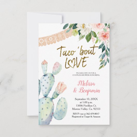 Cactus en Pampas Taco Bout Love Couple Shower Kaart (Voorkant)