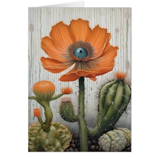 Cactus en papaver Met een oogbal Alle gelegenheden (Voorkant)