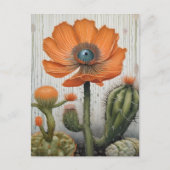 Cactus en papaver met een oogbal briefkaart (Voorkant)