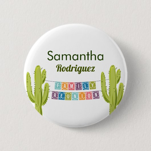 Cactus en Papel Picado Garland Texas Ronde Button 5,7 Cm (Voorkant)