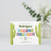 Cactus en Papel Picado Garland Texas Uitnodiging Briefkaart (Staand voorkant)