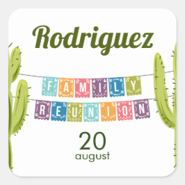 Cactus en Papel Picado Garland Texas Vierkante Sticker