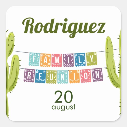 Cactus en Papel Picado Garland Texas Vierkante Sticker (Voorkant)