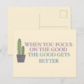 Cactus en Positieve Citaat  Briefkaart (Voorkant / Achterkant)