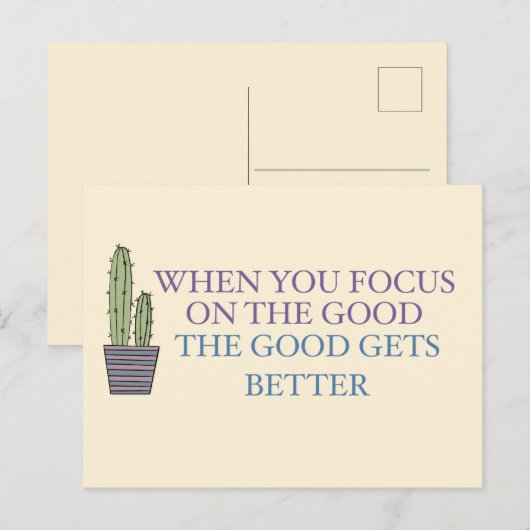 Cactus en Positieve Citaat  Briefkaart (Voorkant / Achterkant)