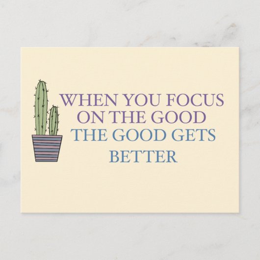 Cactus en Positieve Citaat  Briefkaart (Voorkant)
