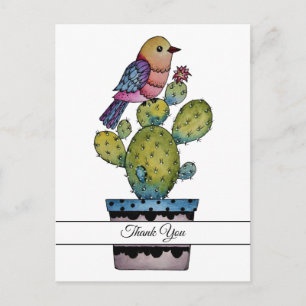 Cactus en regenboogvogel in Waterverf Briefkaart
