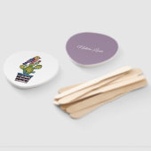 Cactus en regenboogvogel in Waterverf Handwaaier (Niet-gemonteerd)