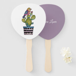 Cactus en regenboogvogel in Waterverf Handwaaier