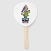 Cactus en regenboogvogel in Waterverf Handwaaier (Voorkant)