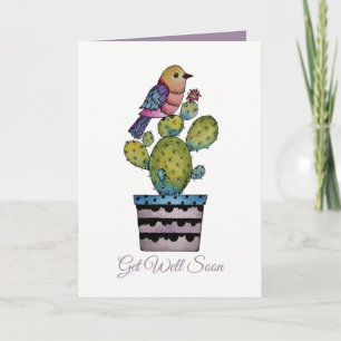Cactus en regenboogvogel in Waterverf Kaart