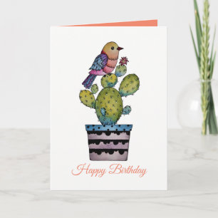 Cactus en regenboogvogel in Waterverf Kaart