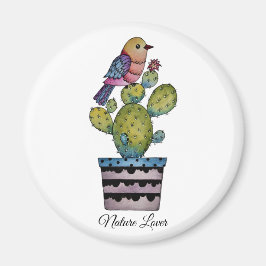 Cactus en regenboogvogel in Waterverf Magneet