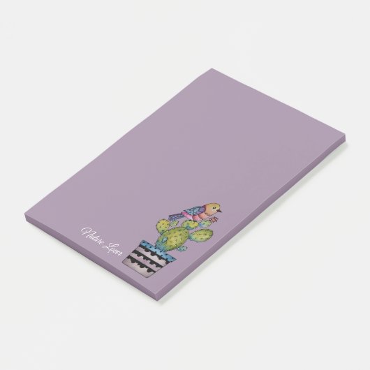 Cactus en regenboogvogel in Waterverf Post-it® Notes (Schuin)