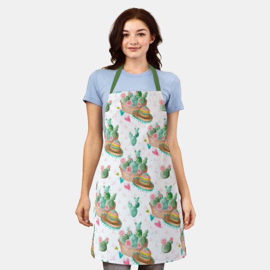 Cactus en sombrero's overal patroon schort (Gedragen)