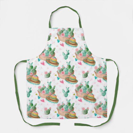 Cactus en sombrero's overal patroon schort (Voorkant)