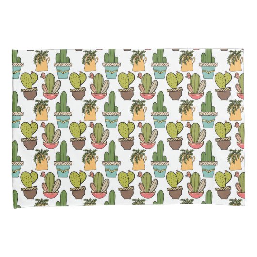 Cactus en successen binnenshuis in potten kussensloop (Voorkant-Rechts)