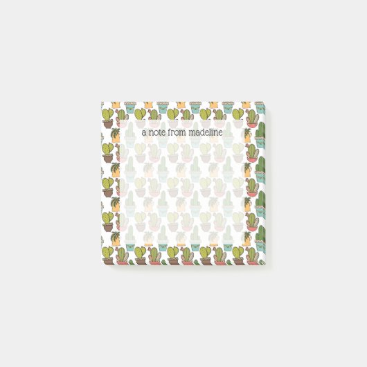 Cactus en successen binnenshuis in potten post-it® notes (Voorkant)