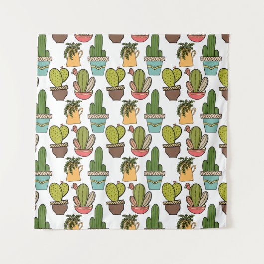 Cactus en successen binnenshuis in potten wandkleed (Voorkant (horizontaal))