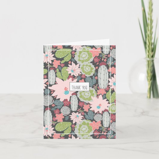 Cactus en Succulent Planten Dank u kaart (Voorkant)