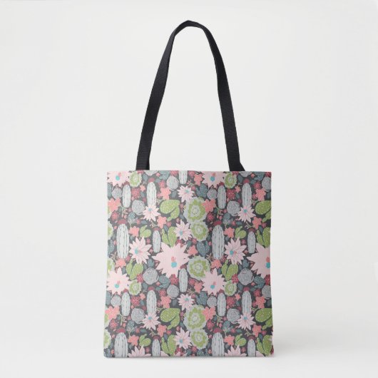 Cactus en Succulent Planten Green Pinks Patroon Tote Bag (Voorkant)