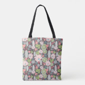Cactus en Succulent Planten Green Pinks Patroon Tote Bag (Achterkant)