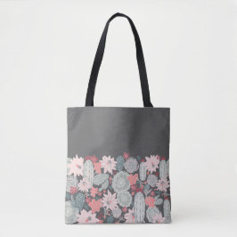 Cactus en Succulent Planten Patroon in roze Mint Tote Bag