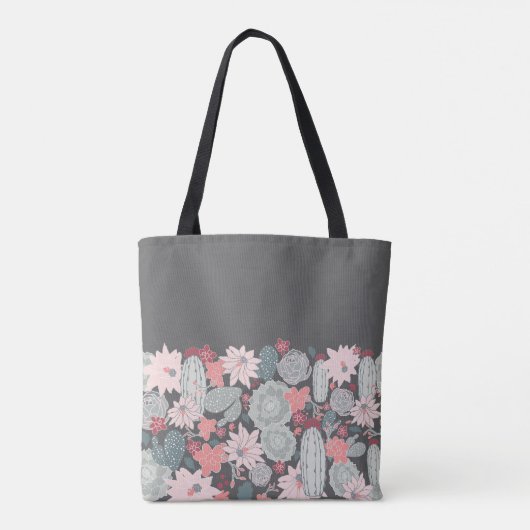 Cactus en Succulent Planten Patroon in roze Mint Tote Bag (Achterkant)