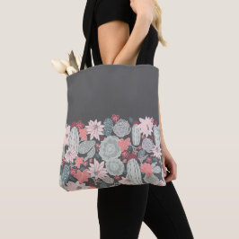 Cactus en Succulent Planten Patroon in roze Mint Tote Bag