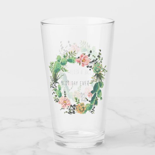 Cactus en Succulent Wedding Glas (Voorkant)