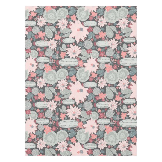 Cactus en succulente Planten in het Pinks Mint Pat Tafelkleed (Voorkant)