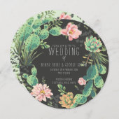 Cactus en succulente uitnodigingen, krans bruiloft kaart (Voorkant / Achterkant)