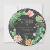 Cactus en succulente uitnodigingen, krans bruiloft kaart (Voorkant)