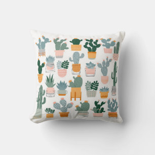 Cactus en succulenten in potten op witte achtergro kussen