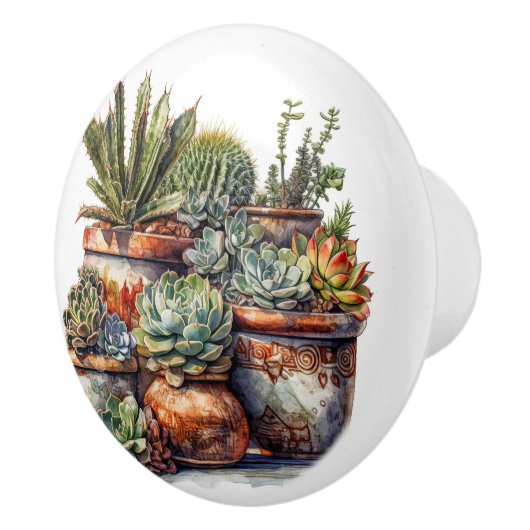 Cactus en succulenten keramische knop (Rechts)