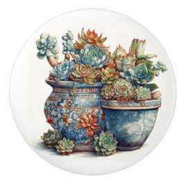 Cactus en succulenten keramische knop