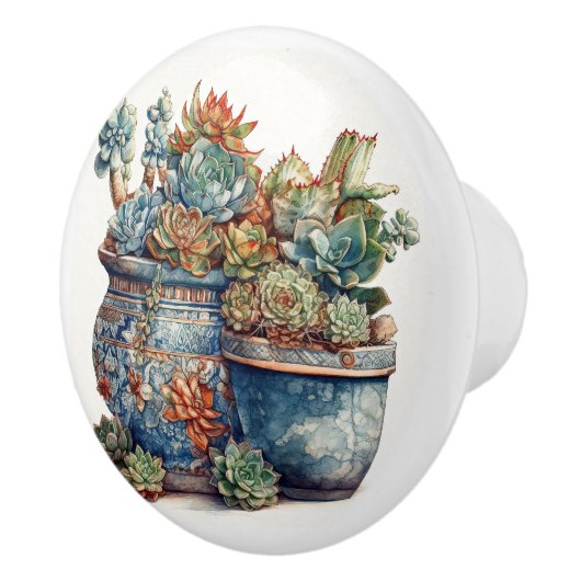 Cactus en succulenten keramische knop (Rechts)