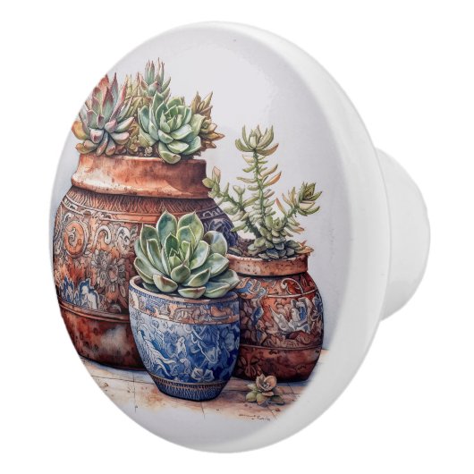 Cactus en succulenten keramische knop (Rechts)