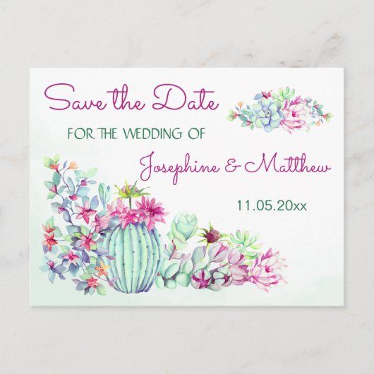 Cactus en Succulents Save the Date Aankondigingskaart (Voorkant)