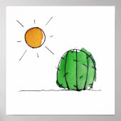 Cactus en Sun Waterverf Print (Voorkant)
