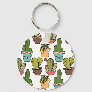 Cactus en vetplanten in potten patroon voor binnen sleutelhanger