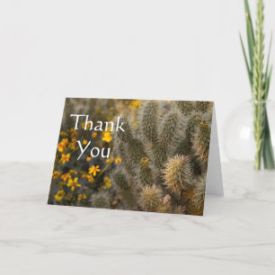 Cactus en wilde bloemen, dank je bedankkaart