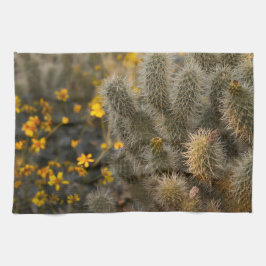 Cactus en wilde bloemen theedoek