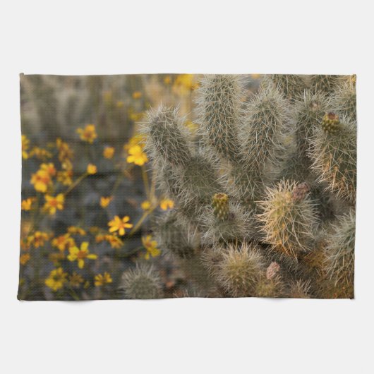 Cactus en wilde bloemen theedoek (Horizontaal)